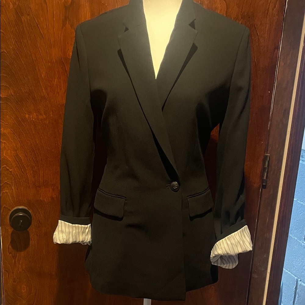 rag & bone Black Single-Button Blazer with Contrast Cuff